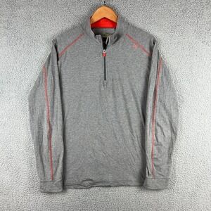 Tasc Shirt Mens Large Gray Bamboo Performance 1/4 Zip Stretch Breathable Logo